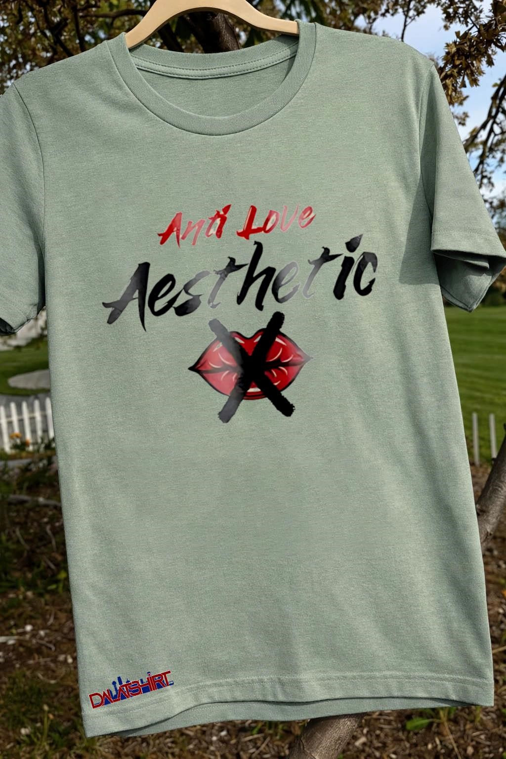 Anti Love Aesthetic Red Crossed Out Lips Minimalist shirt