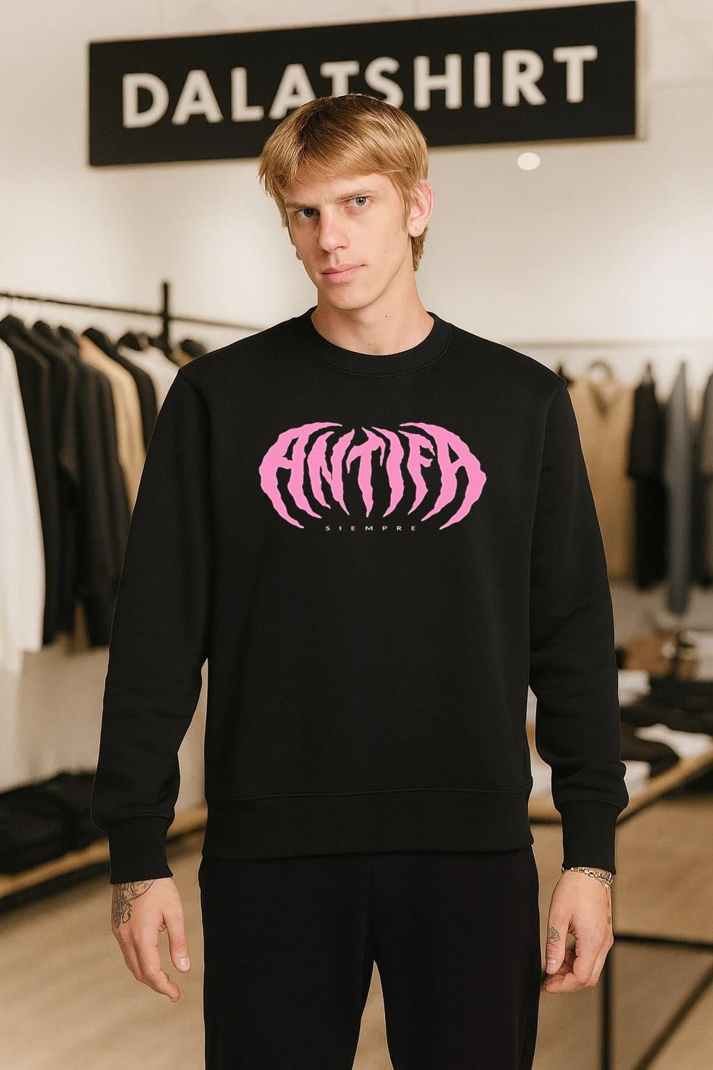 Antifa Siempre Pink Gothic Spiky Lettering Social Justice Movement shirt