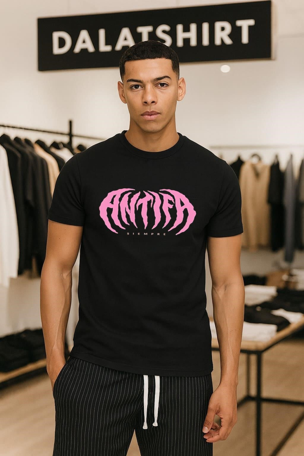 Antifa Siempre Pink Gothic Spiky Lettering Social Justice Movement shirt