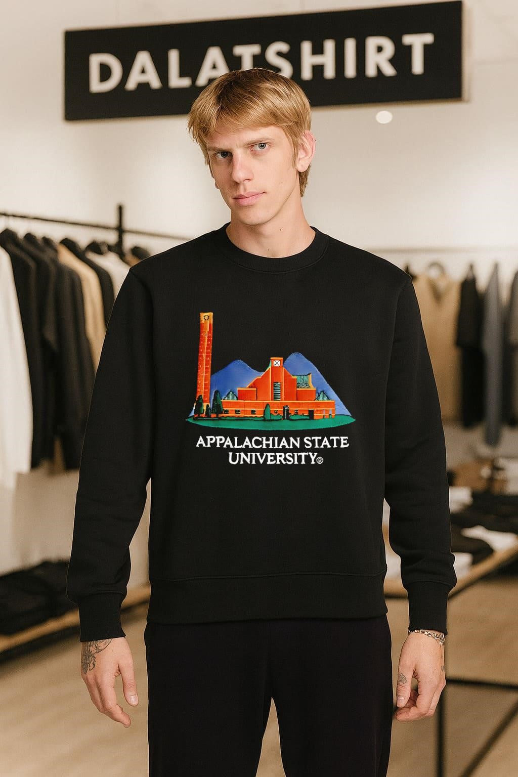 Appalachian State University Mountain Building Campus Landmark shirt