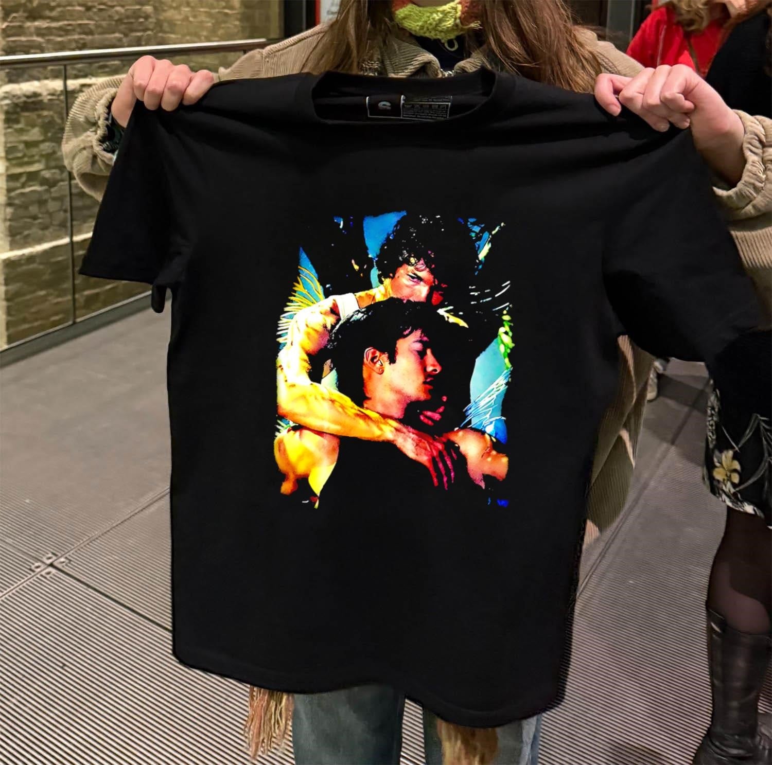 Artistic Portrait Two Men Embracing Under Water Lighting shirt