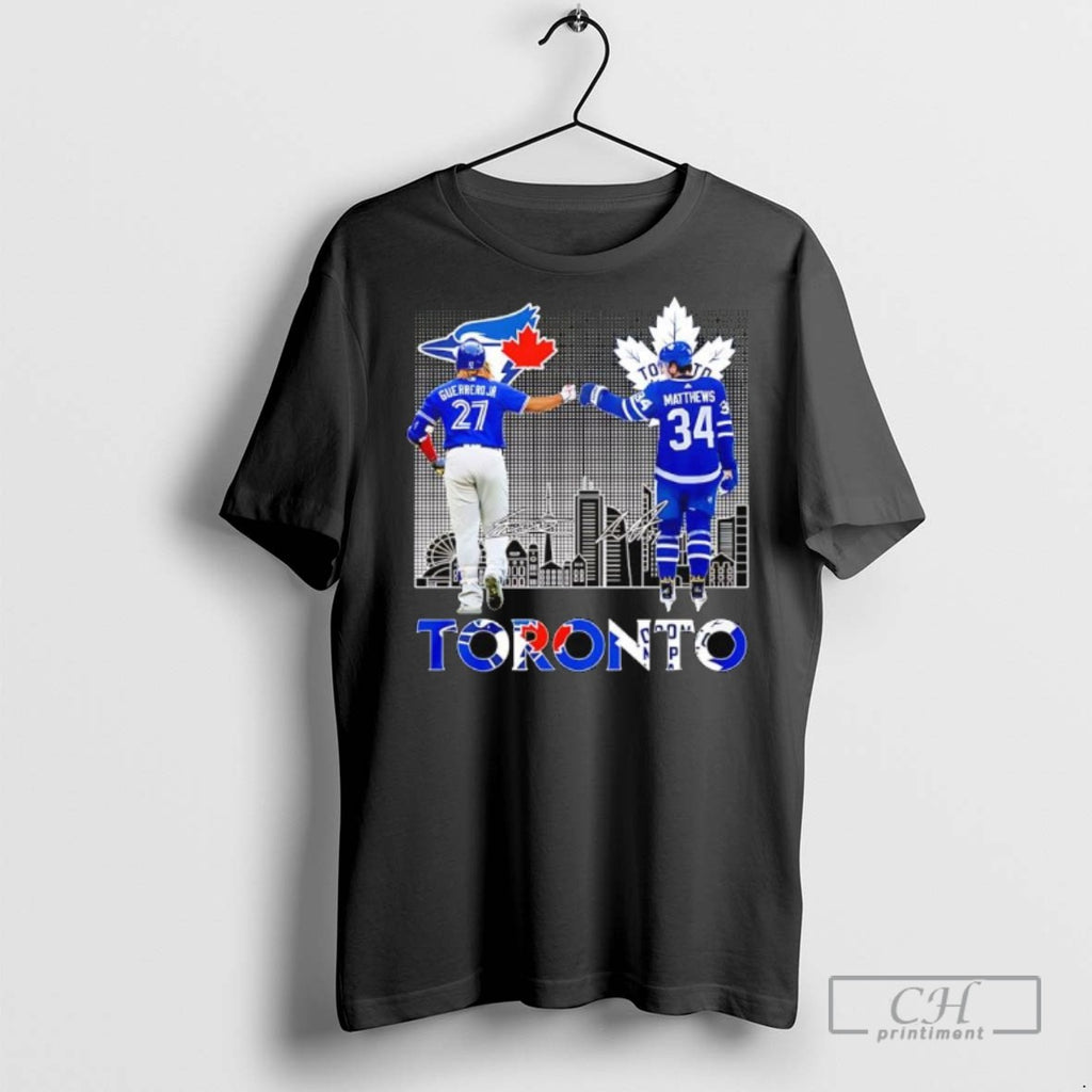 Auston Matthews Toronto Maple Leafs Vs Vladimir Guerrero Jr Toronto Blue Jays Signatures T Shirts