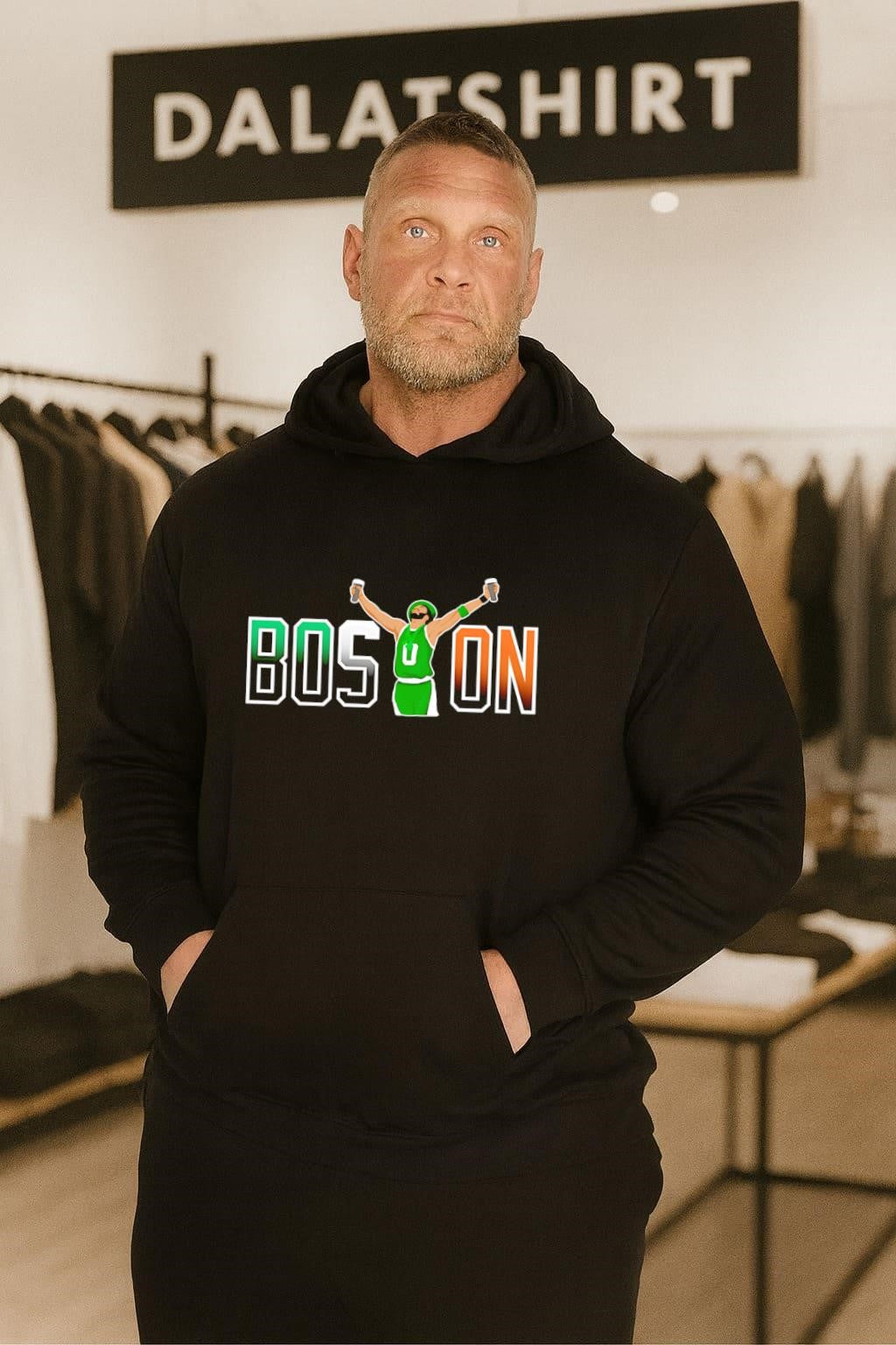 BOSTON Beer Toast Man In Green Jersey Graphic shirt