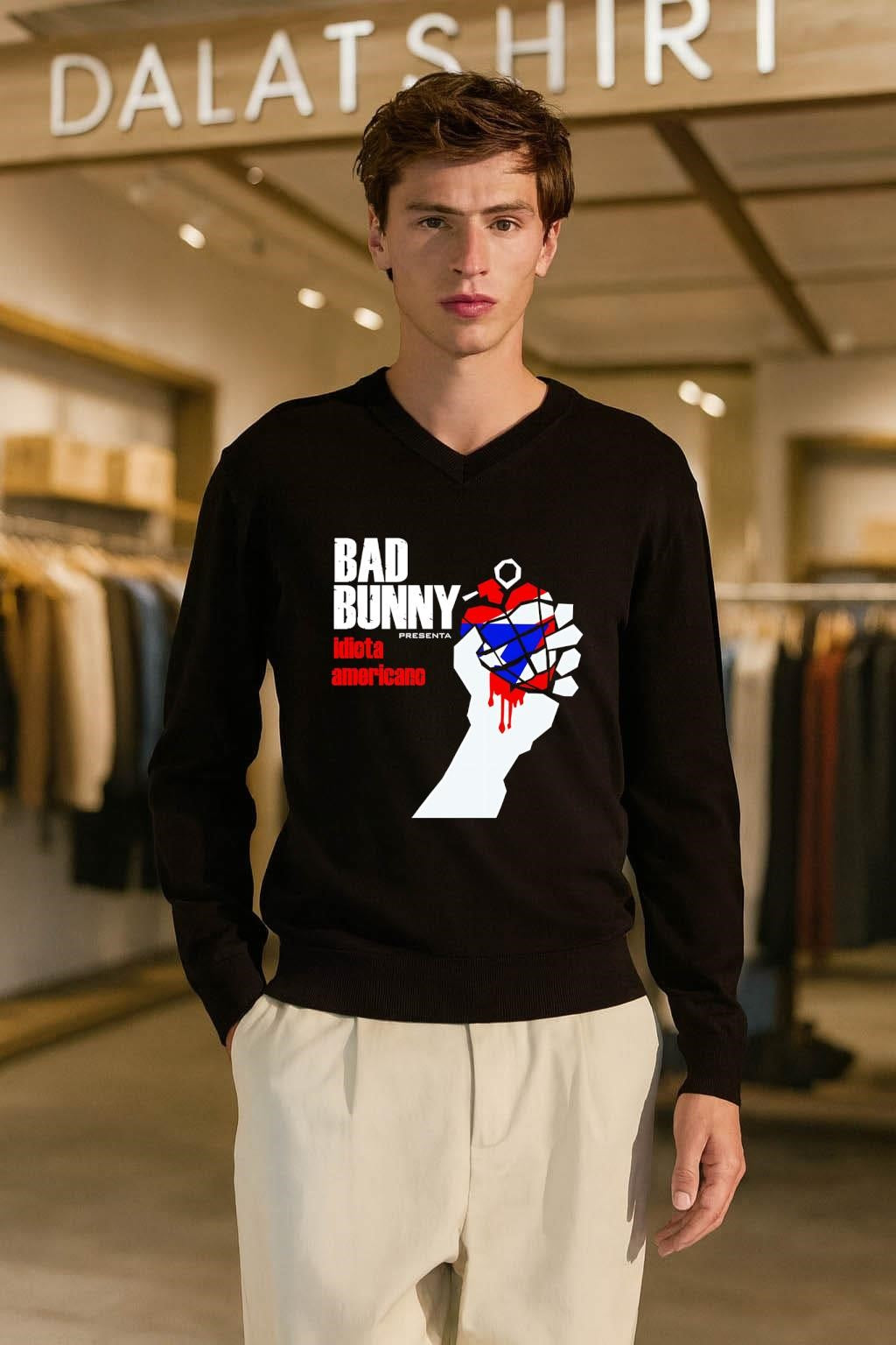 Bad Bunny American Idiot Puerto Rico Flag Grenade Hand shirt