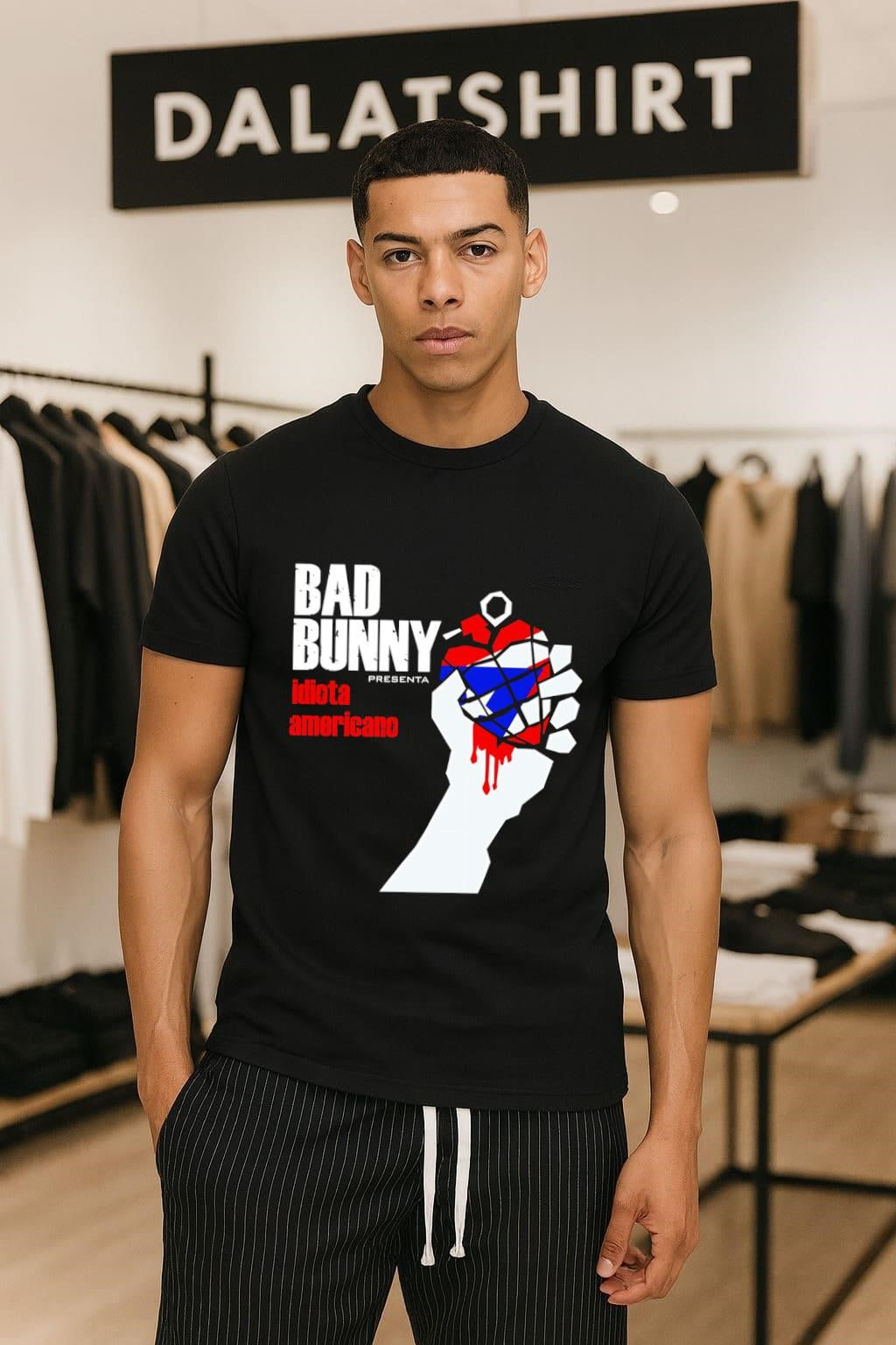 Bad Bunny American Idiot Puerto Rico Flag Grenade Hand shirt
