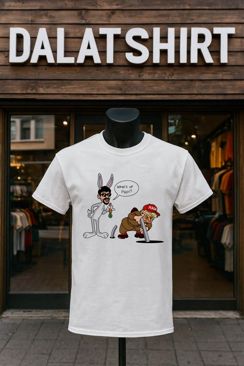 Bad Bunny Bugs Bunny and Donald Trump Elmer Fudd shirt