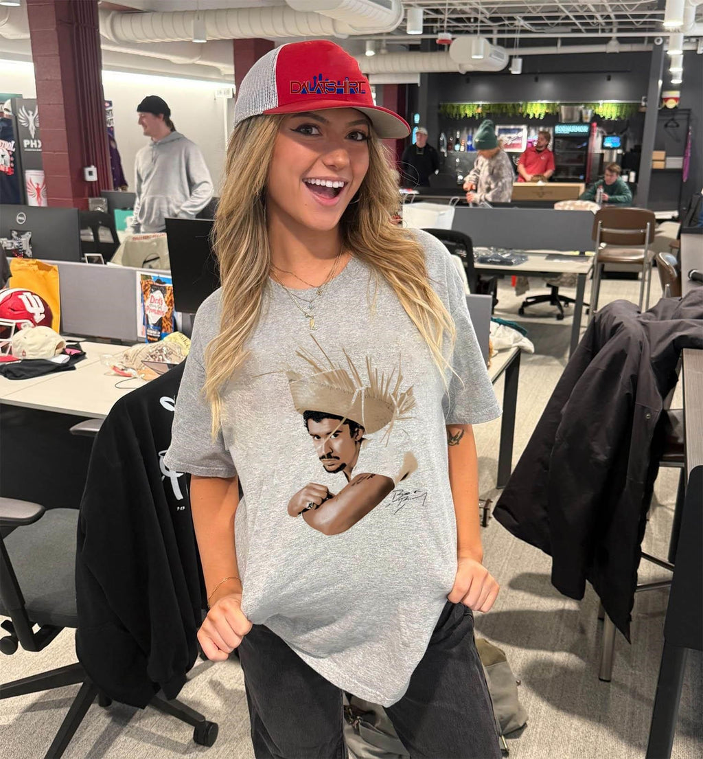 Bad Bunny Portrait with Straw Hat and Signature shirt