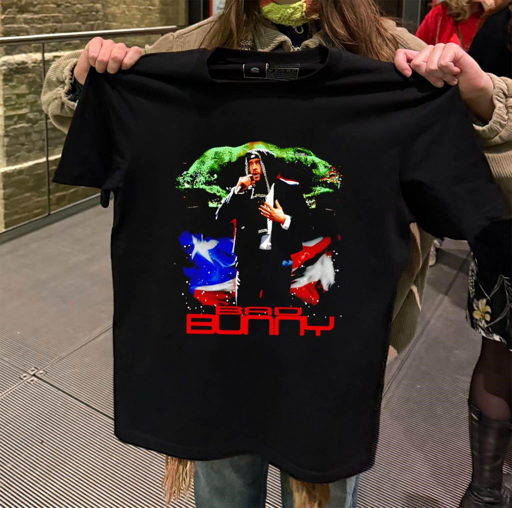 Bad Bunny Puerto Rico Flag Singer Music Artist Graphic shirt