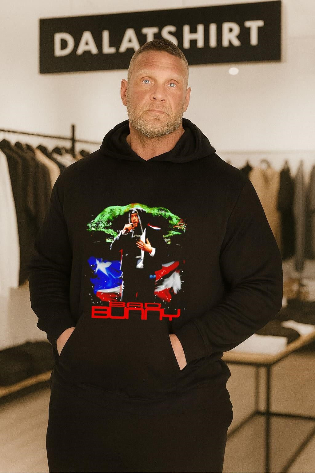 Bad Bunny Puerto Rico Flag Singer Music Artist Graphic shirt