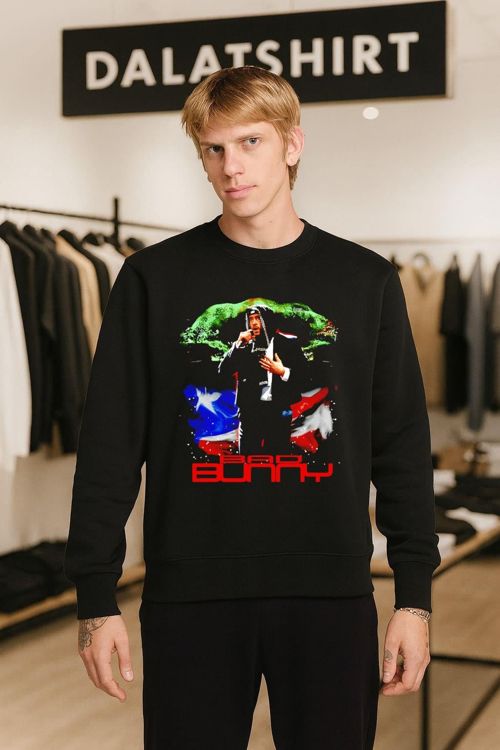 Bad Bunny Puerto Rico Flag Singer Music Artist Graphic shirt
