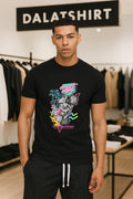 Bagger Misfits Skeleton Riding Motorcycle Wheelie Neon Palm Trees shirt