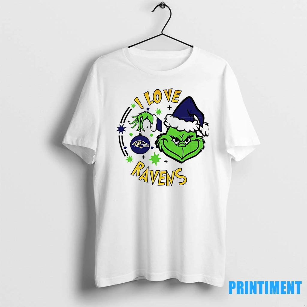 Baltimore Ravens X Santa Grinch I Love Ravens Christmas Tshirts Sweater