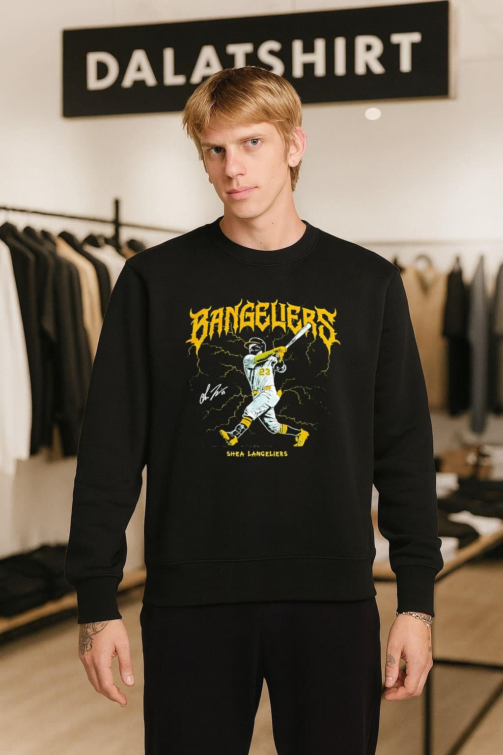 Bangeliers Shea Langeliers 23 Oakland Baseball Signature Lighting shirt