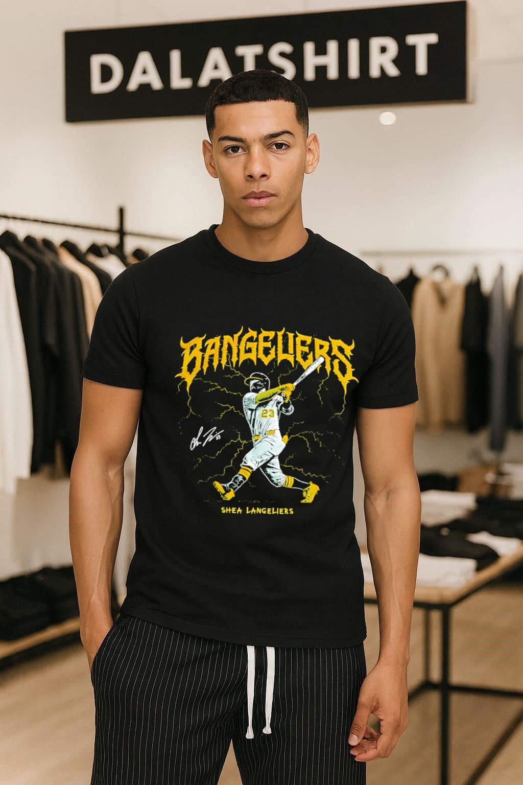 Bangeliers Shea Langeliers 23 Oakland Baseball Signature Lighting shirt