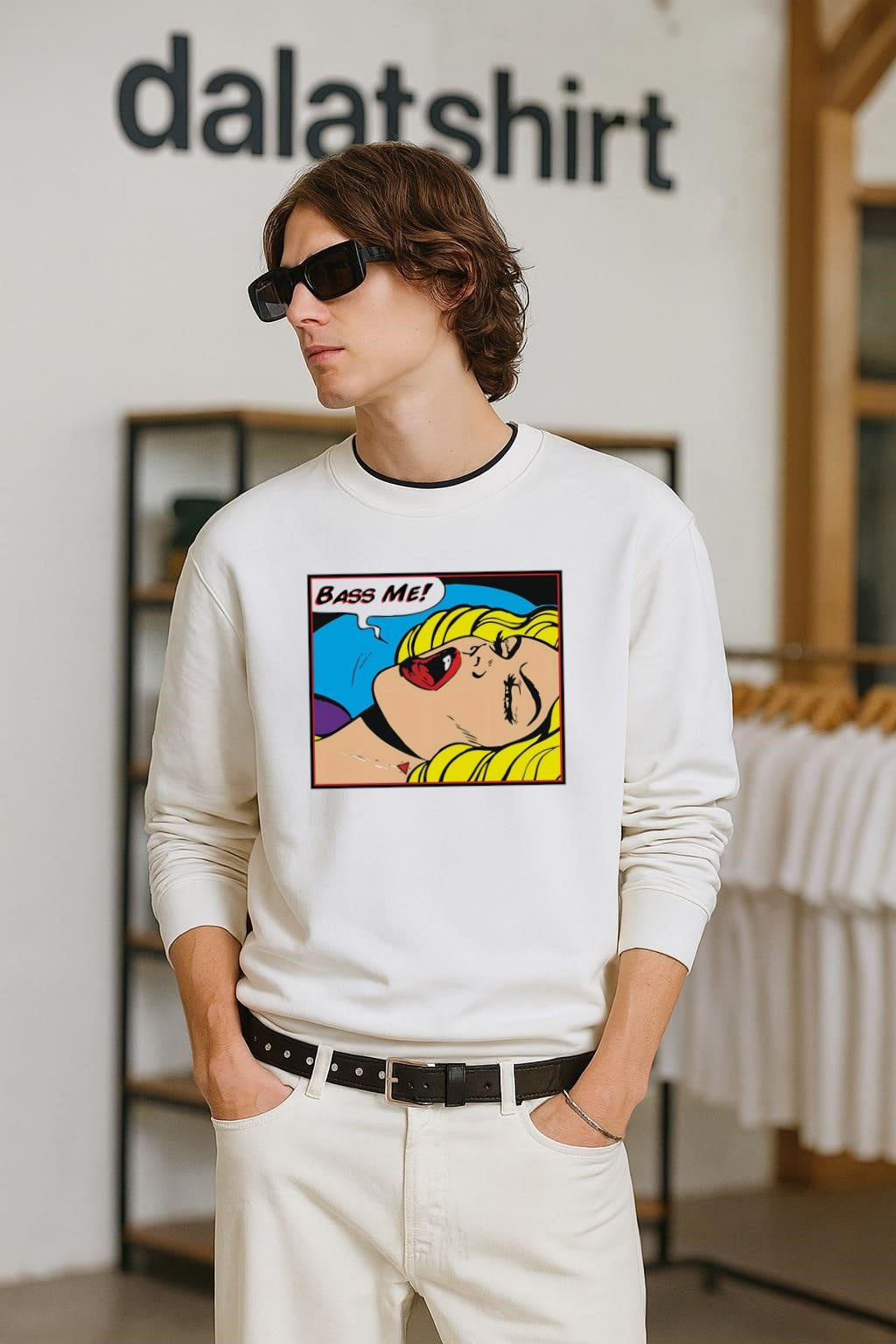 Bass Me Pop Art Woman Yelling shirt