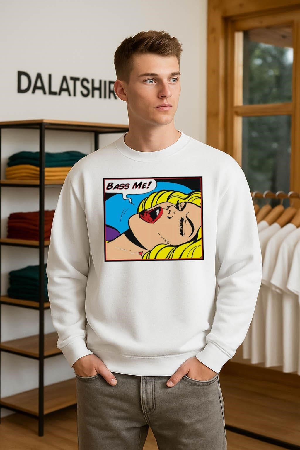 Bass Me Pop Art Woman Yelling shirt