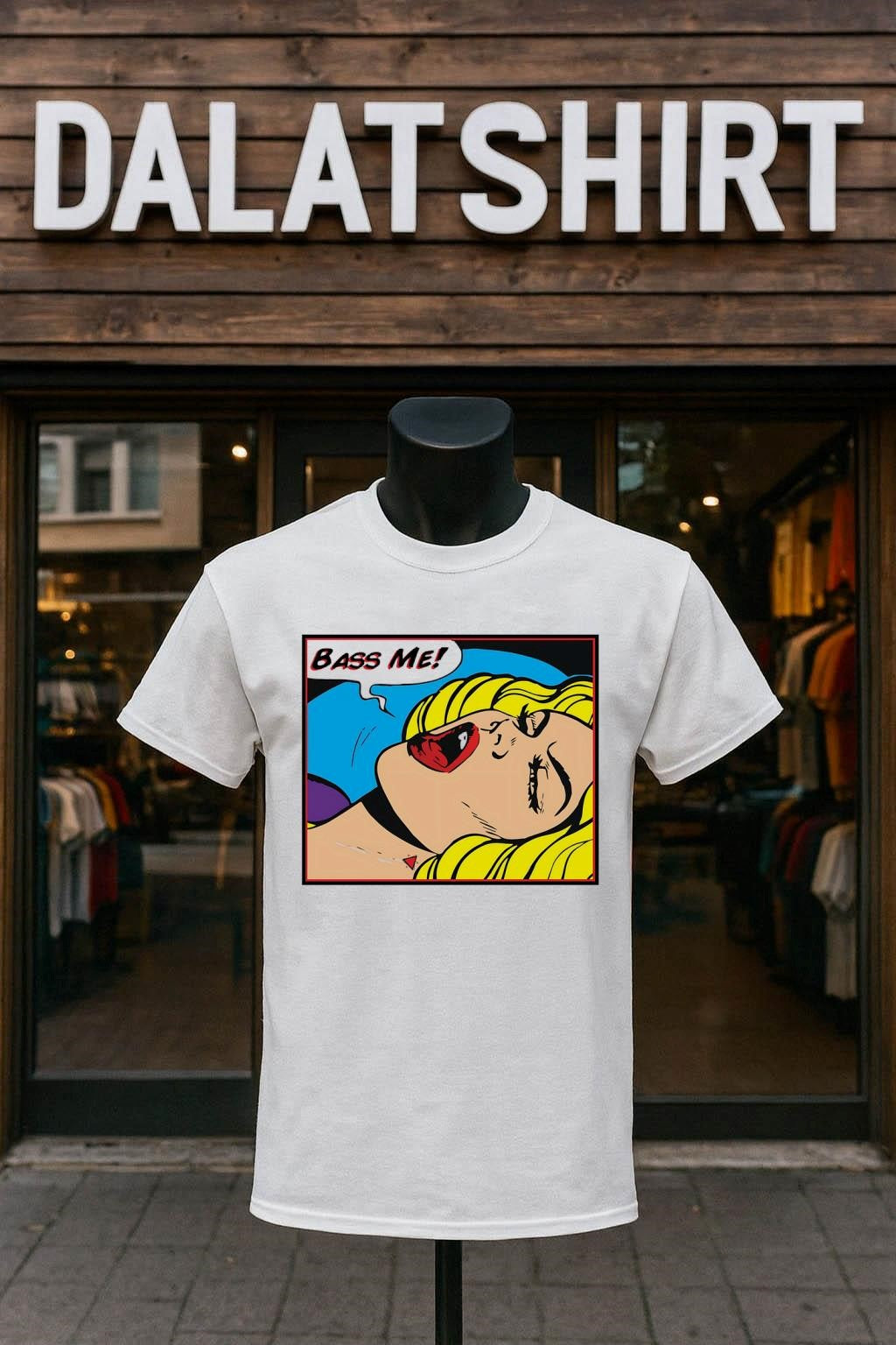 Bass Me Pop Art Woman Yelling shirt