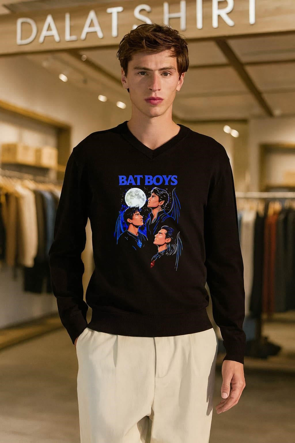 Bat Boys Night Moon Three Flying Bat Winged Men classic shirt