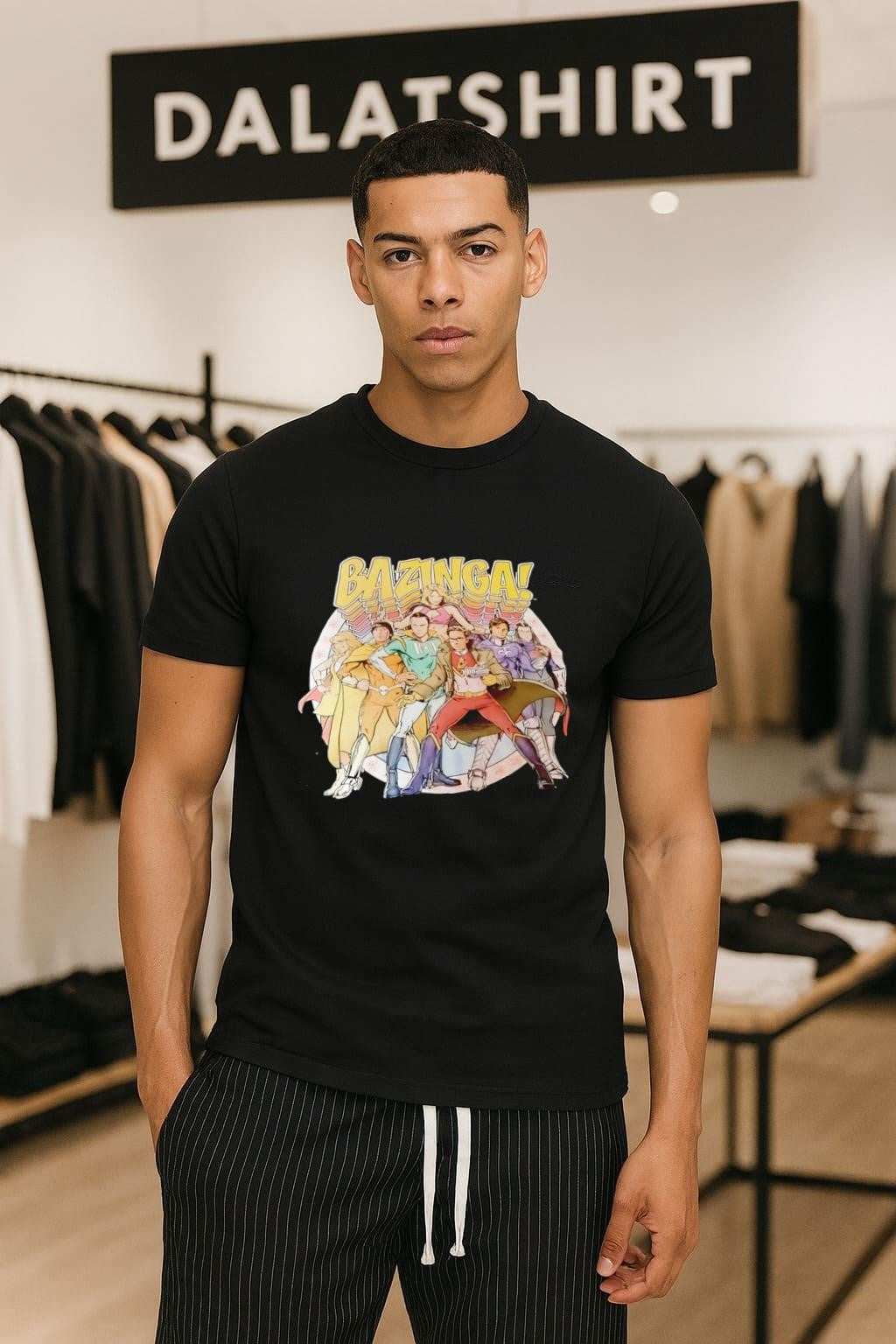 Bazinga The Big Bang Theory cast superhero parody shirt