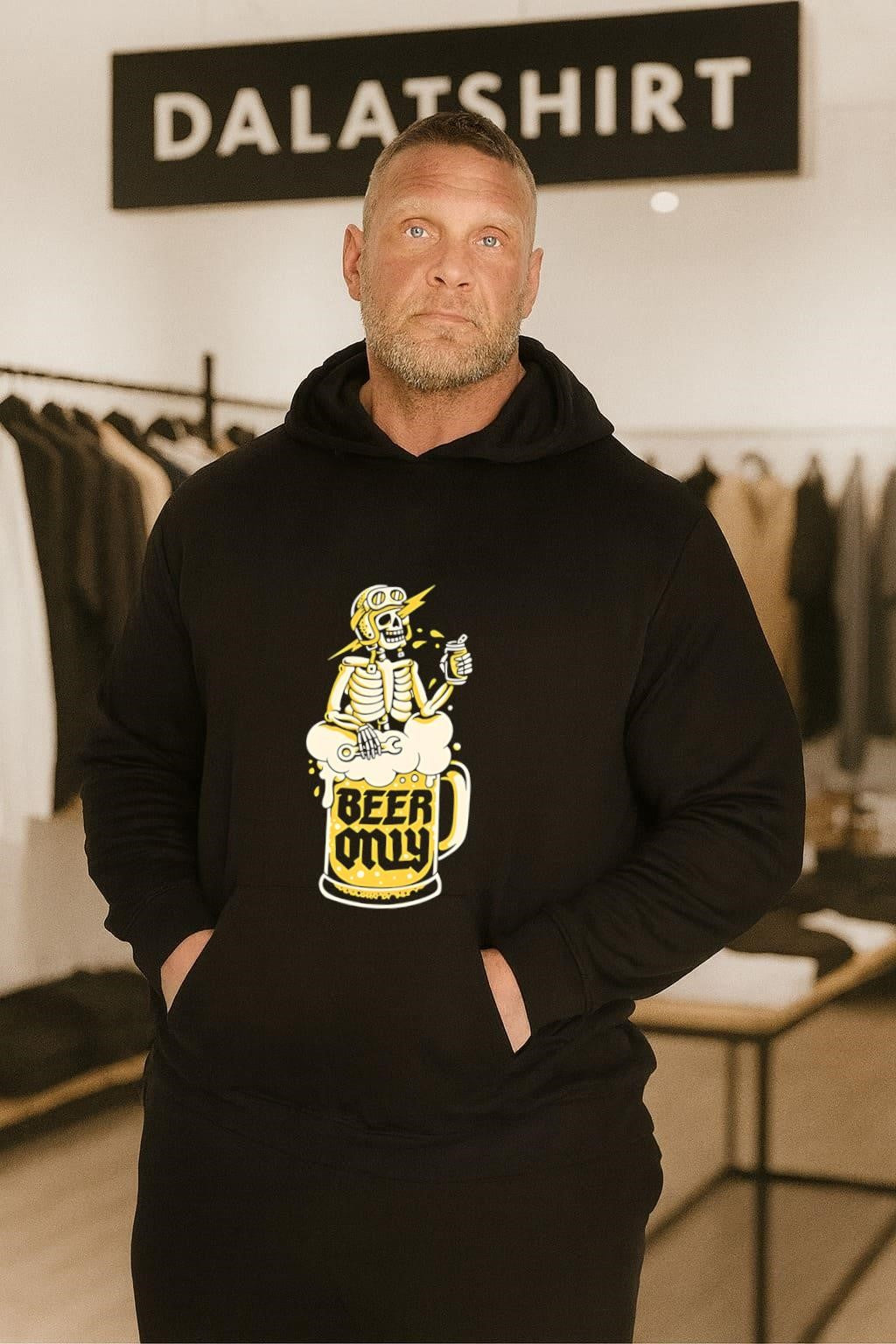 Beer Only Skeleton Mechanic Drinking From A Mug shirt