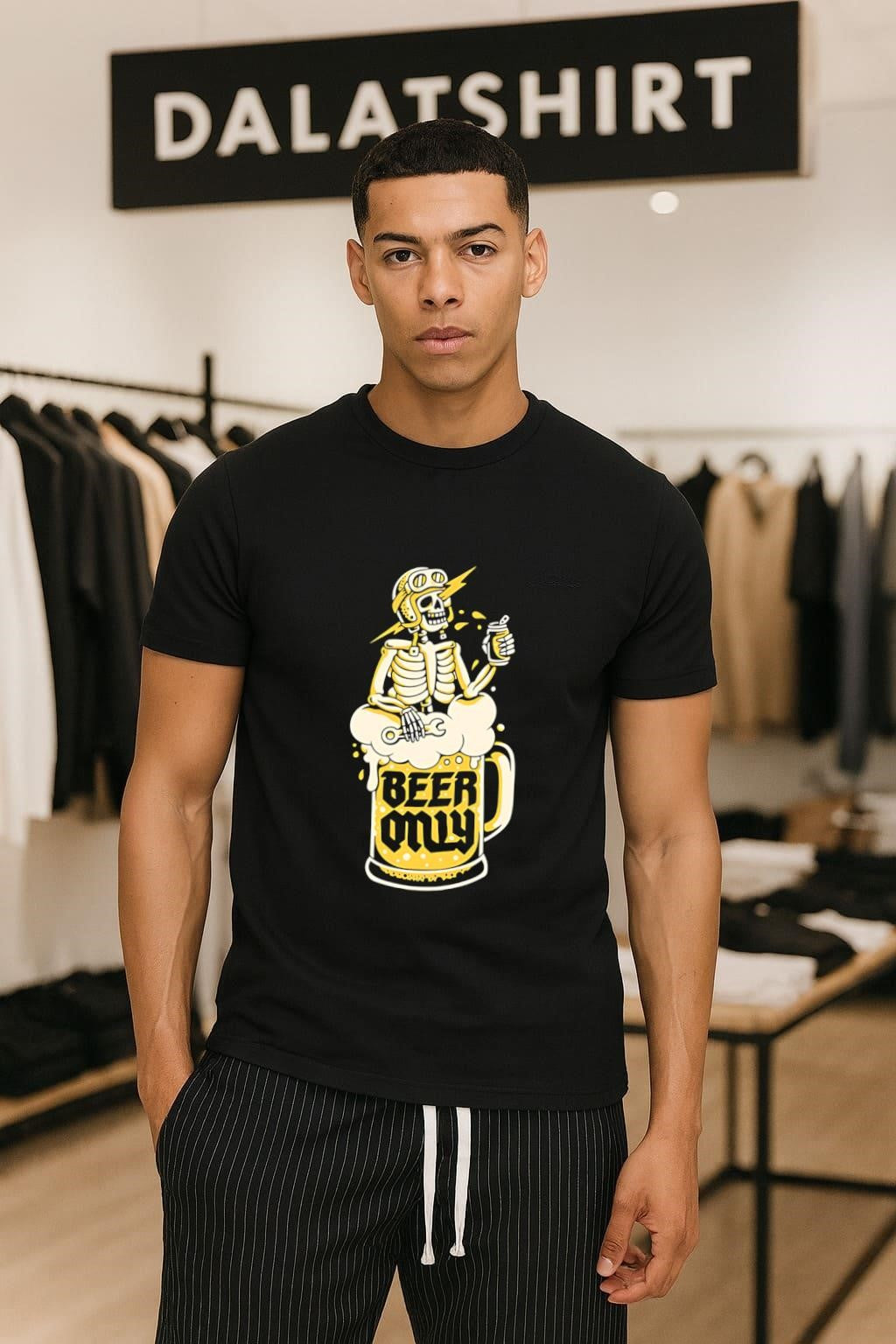 Beer Only Skeleton Mechanic Drinking From A Mug shirt
