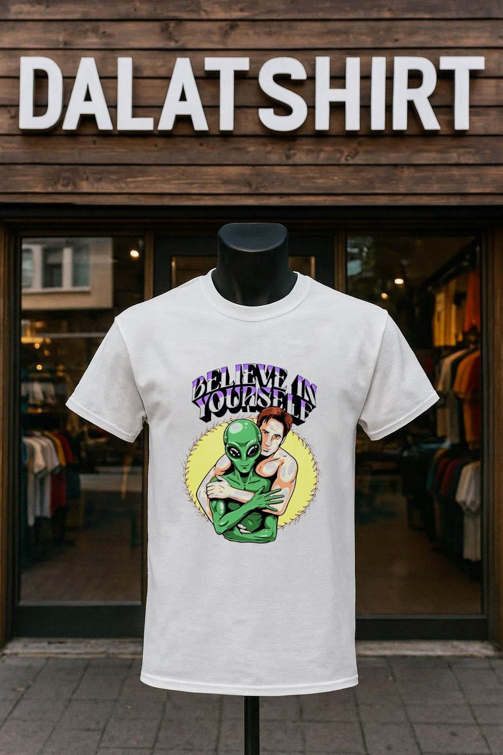 Believe In Yourself Fox Mulder Alien Hugging X-Files Parody shirt