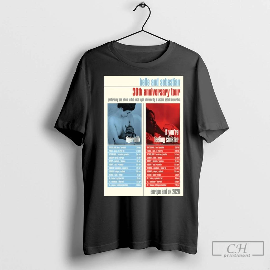Belle And Sebastian 30th Anniversary Tour Europe Uk 2026 Long Sleve T Shirts