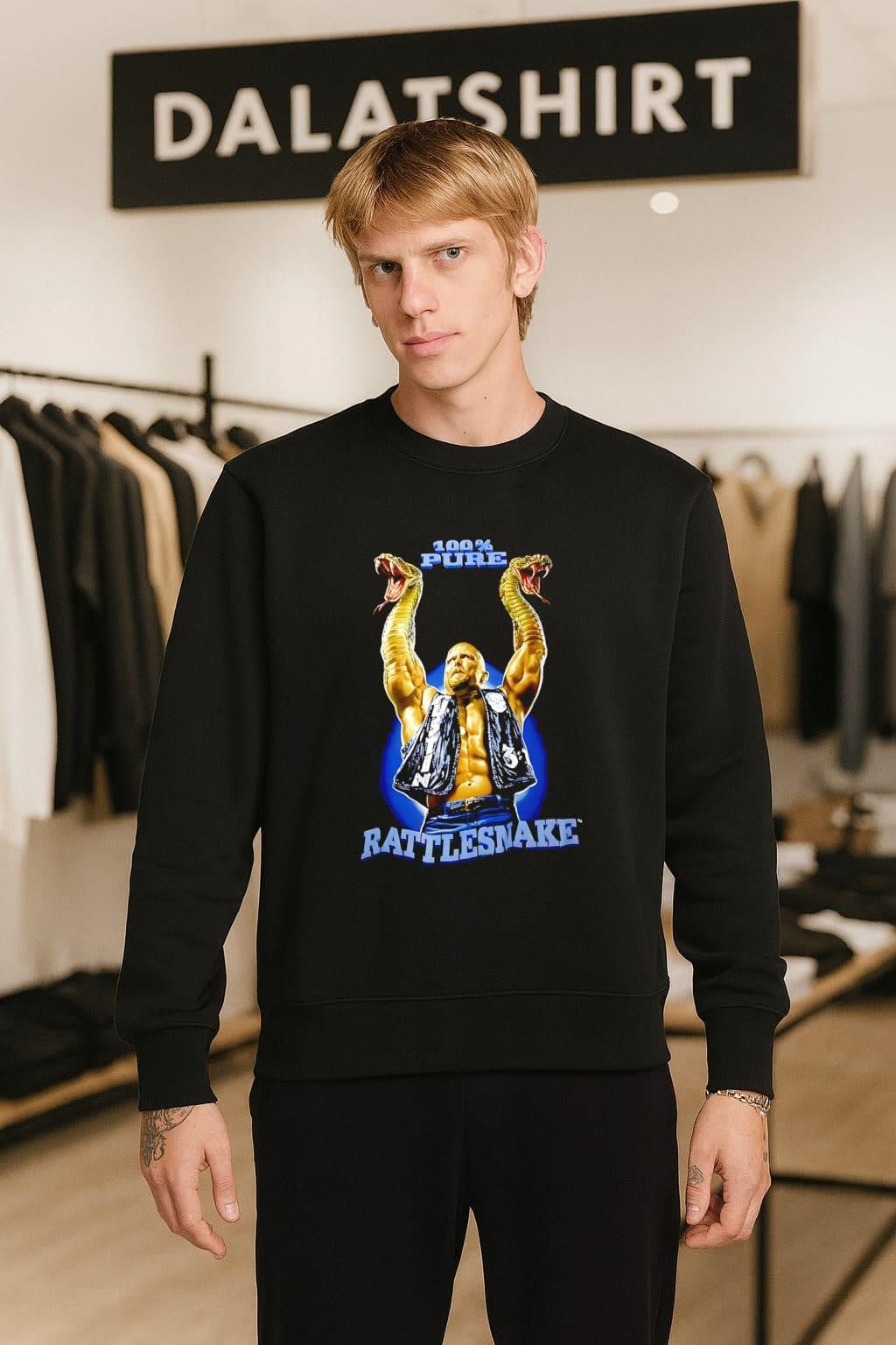 100% Pure Rattlesnake Steve Austin Wrestling Graphic Vintage shirt