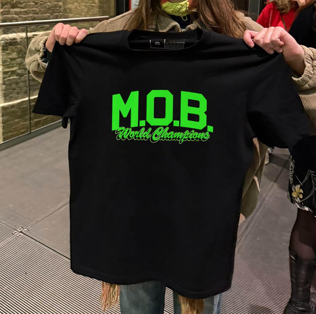 M.O.B. World Champions Green Varsity Block Lettering shirt