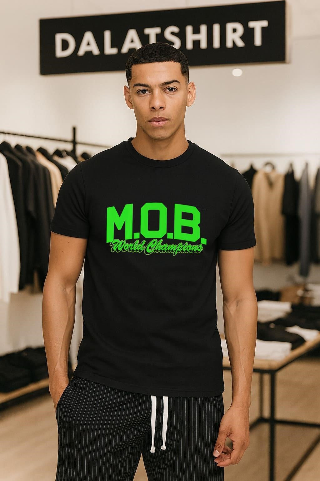 M.O.B. World Champions Green Varsity Block Lettering shirt