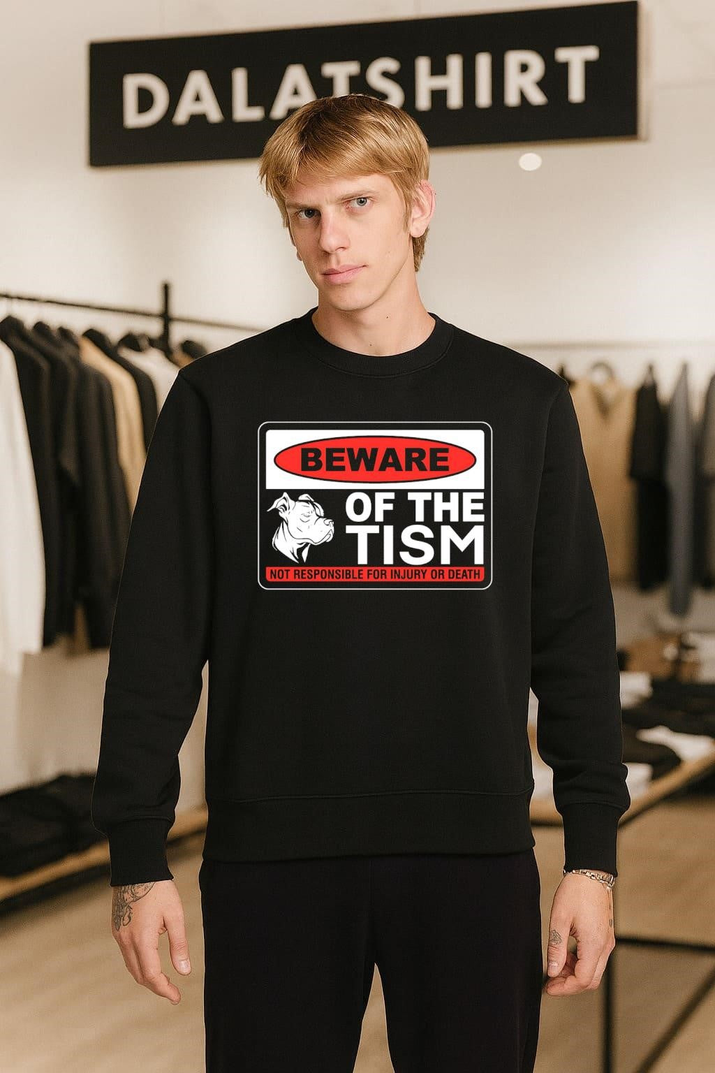 Beware Of The Tism Pitbull Dog Warning Sign Autism Awareness shirt
