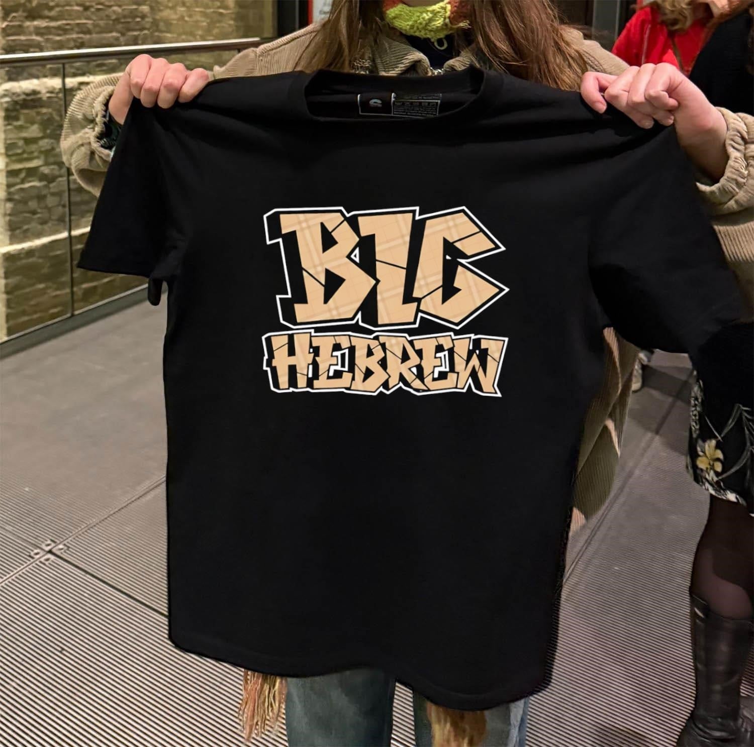 Big Hebrew Tan Pattern Block Lettering Design shirt