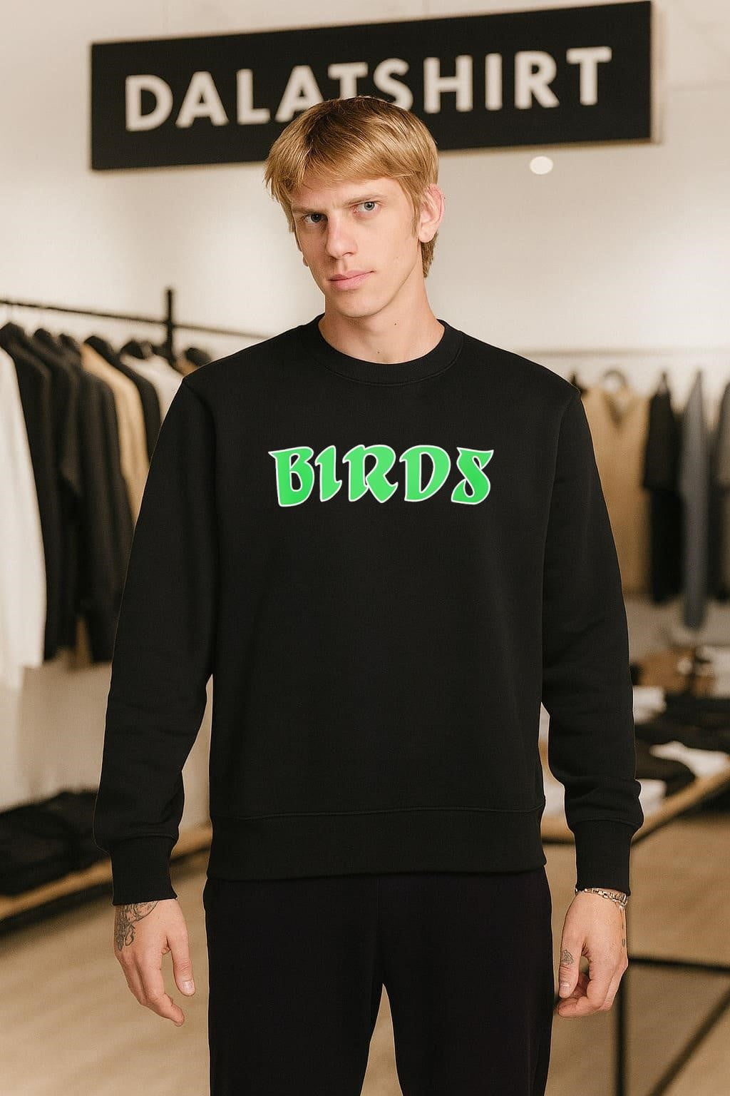 Birds Green Bubble Lettering Streetwear Style shirt