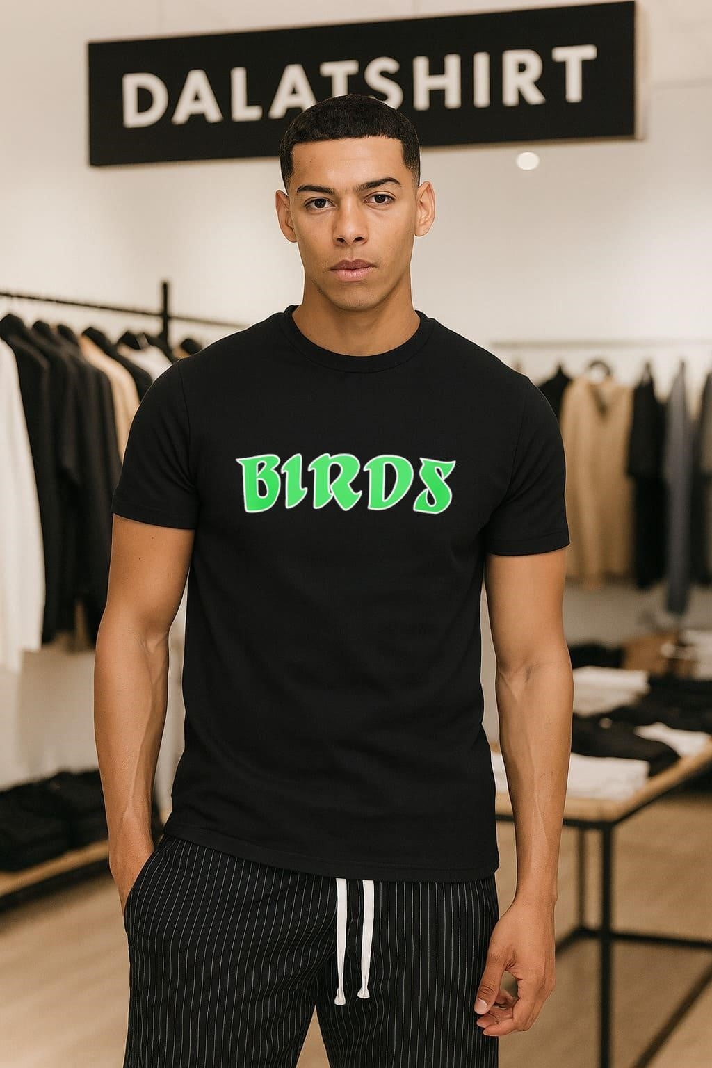 Birds Green Bubble Lettering Streetwear Style shirt