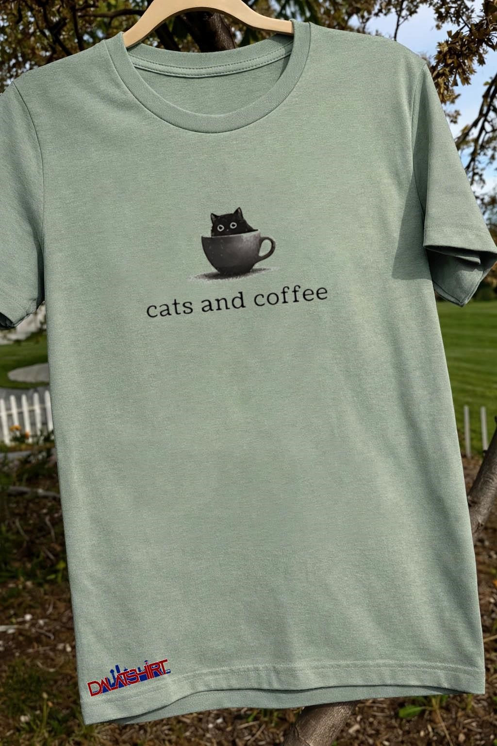 Black Cat In Coffee Cup Cats And Coffee shirt