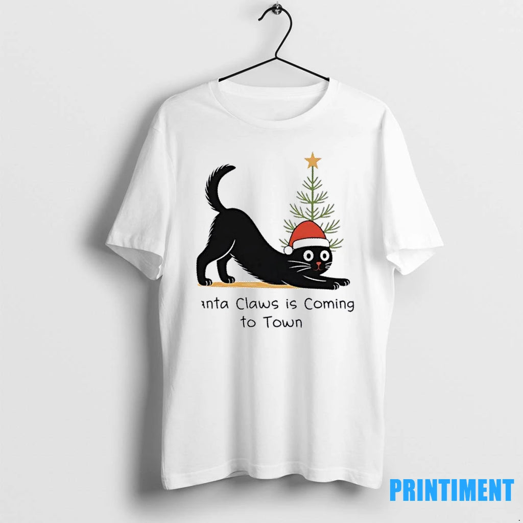 Black Cat Santa Claws Christmas Tree Tshirts Sweater