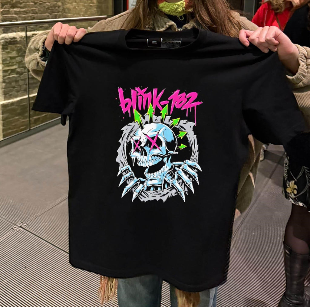 Blink-182 Pink Script Punk Skull shirt