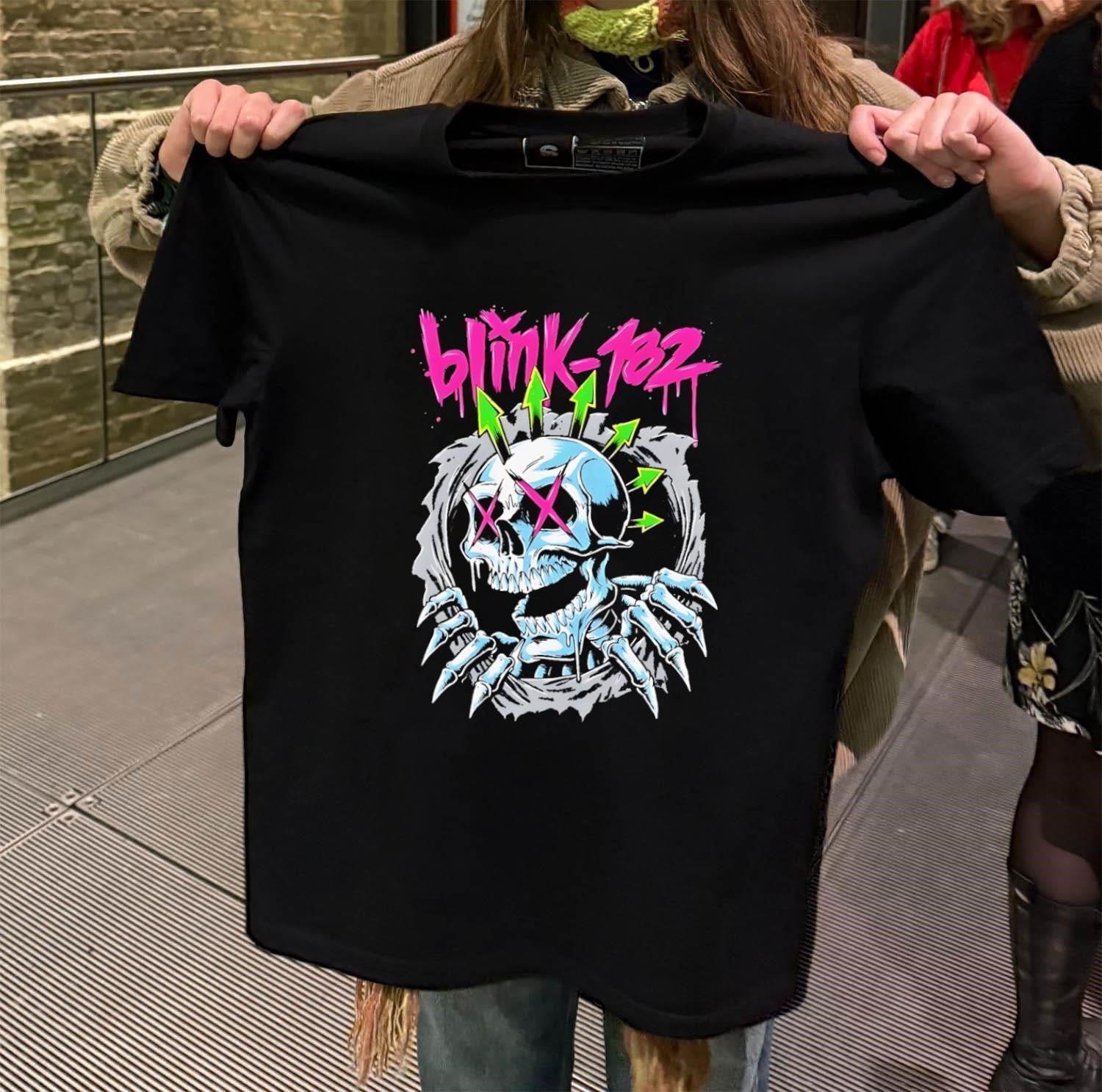 Blink-182 Pink Script Punk Skull shirt