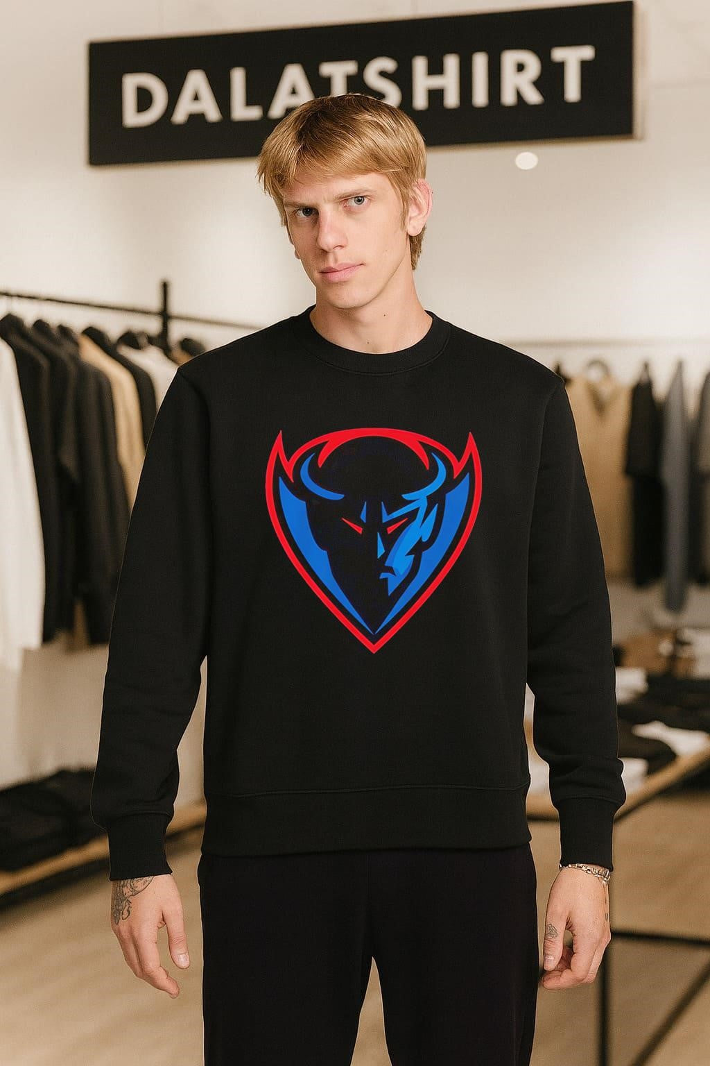 Blue Demon Shield Logo Sports Team Identity Graphic shirt
