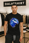 Blue Osprey Hawk Head Profile Green Eye Mascot Logo shirt