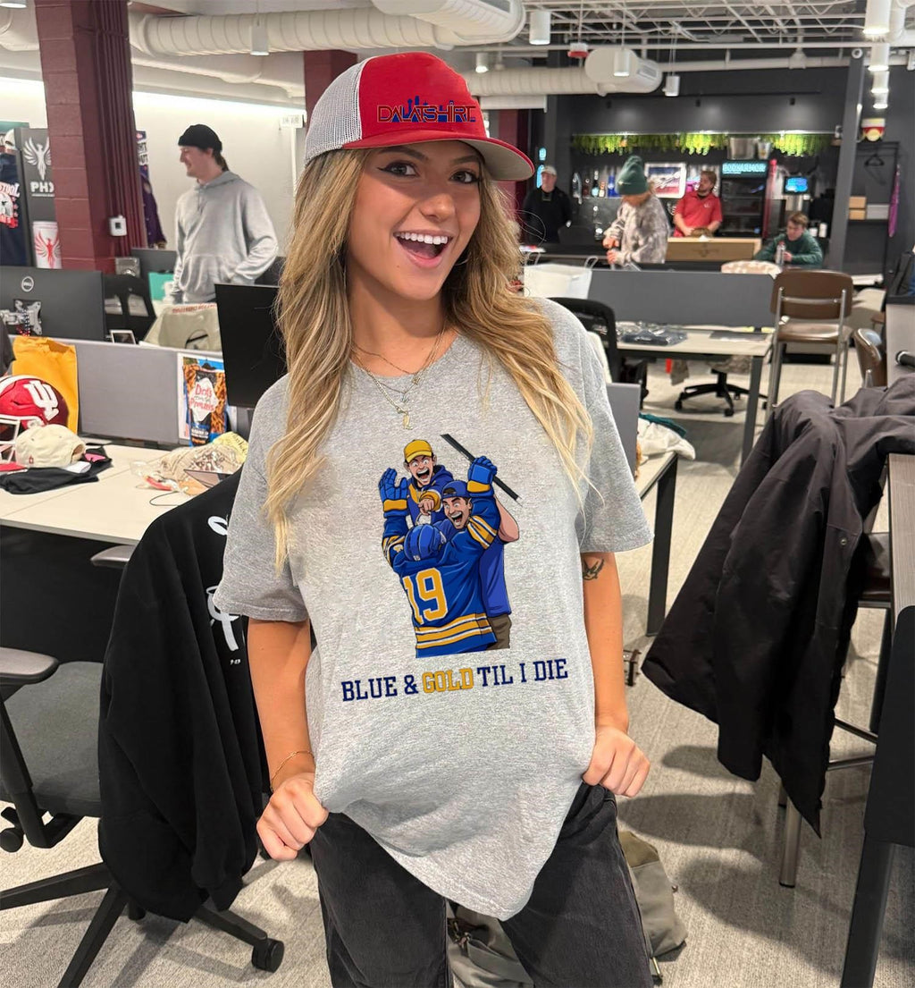 Blue and Gold Til I Die Hockey Fans Goal Celebration shirt