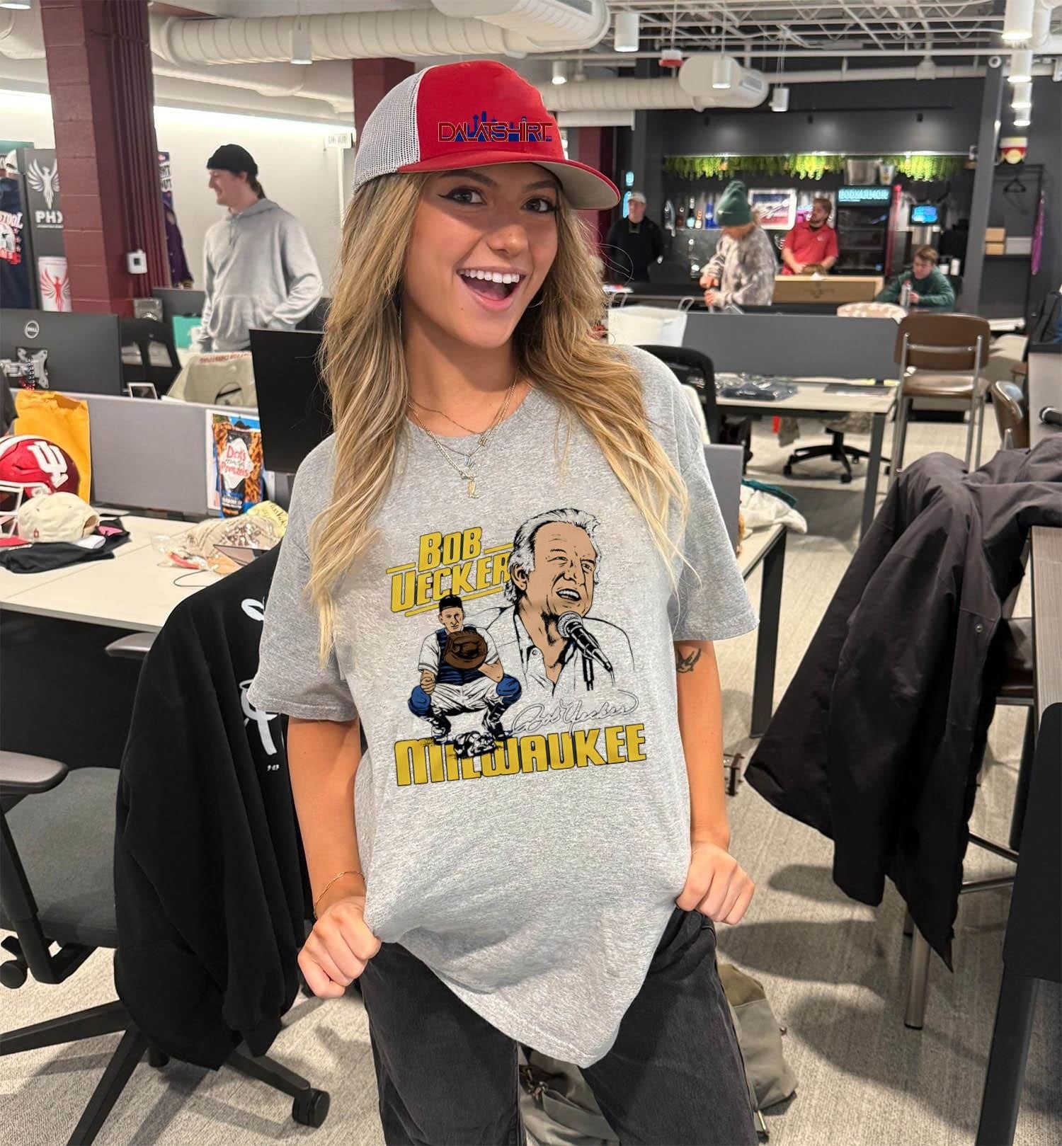 Bob Uecker Milwaukee Signature Catching Pose shirt