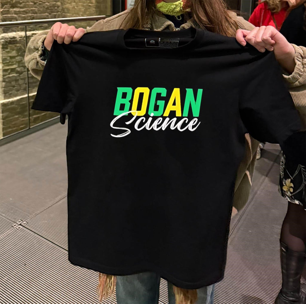 Bogan Science Yellow and Green Typography Design shirt