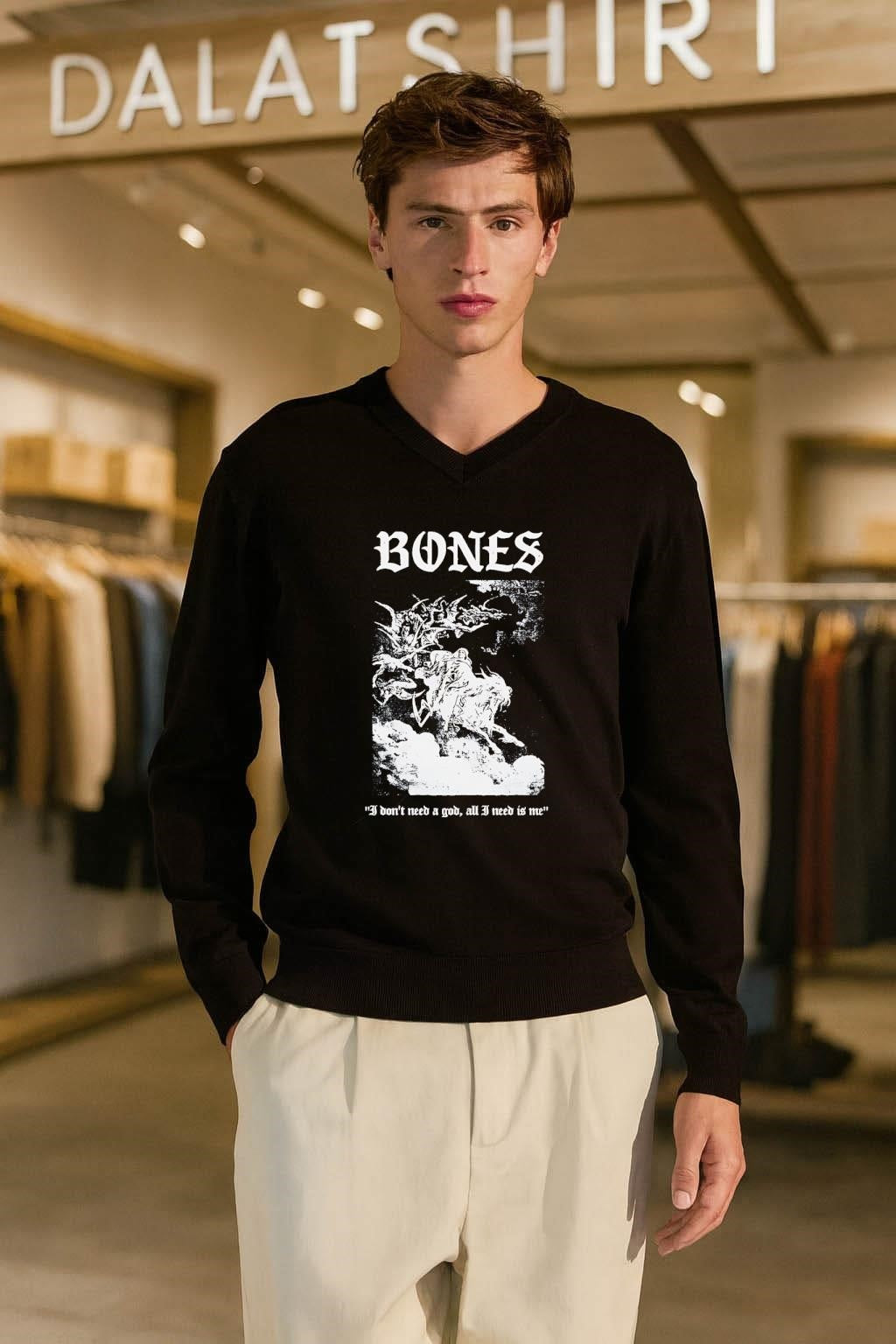 Bones I Don’t Need A God Angel Illustration shirt