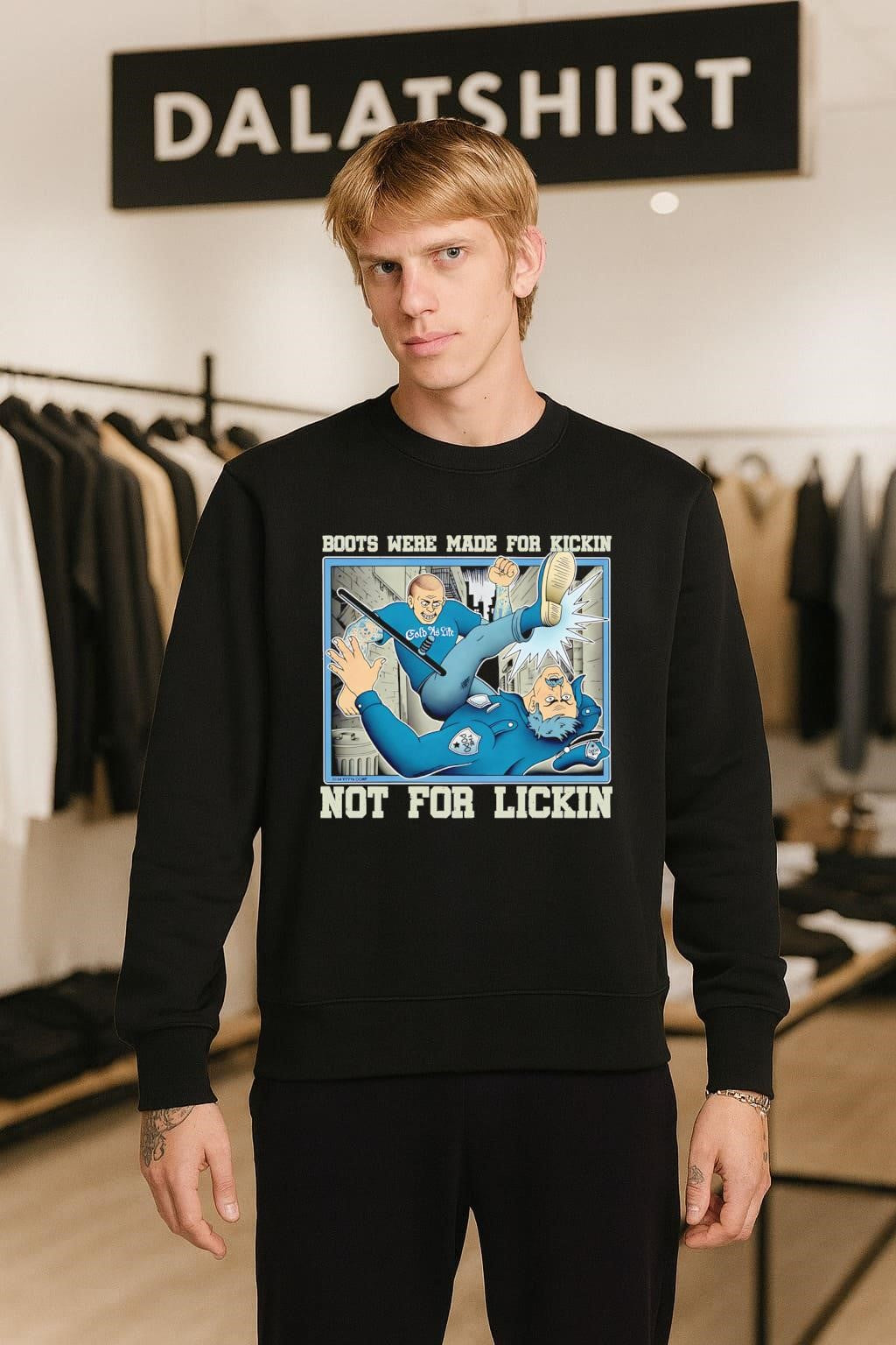 Boots Were Made For Kickin Not For Lickin Police Illustration shirt