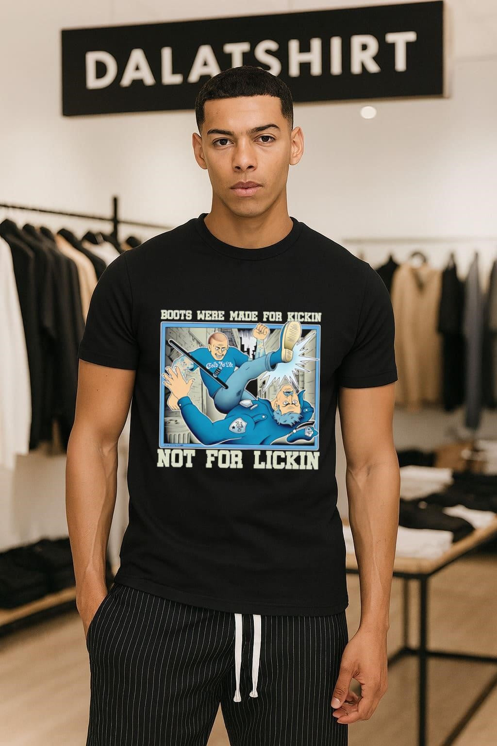Boots Were Made For Kickin Not For Lickin Police Illustration shirt