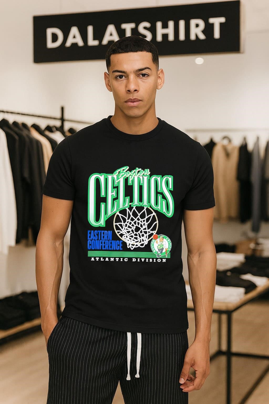 Boston Celtics Eastern Conference Atlantic Division Basketball Net Lucky shirt