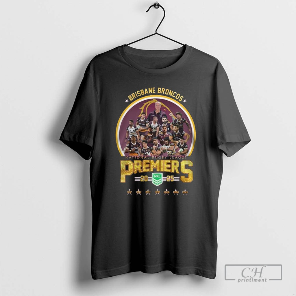 Brisbane Broncos National Rugby League Premiers 2025 T Shirts