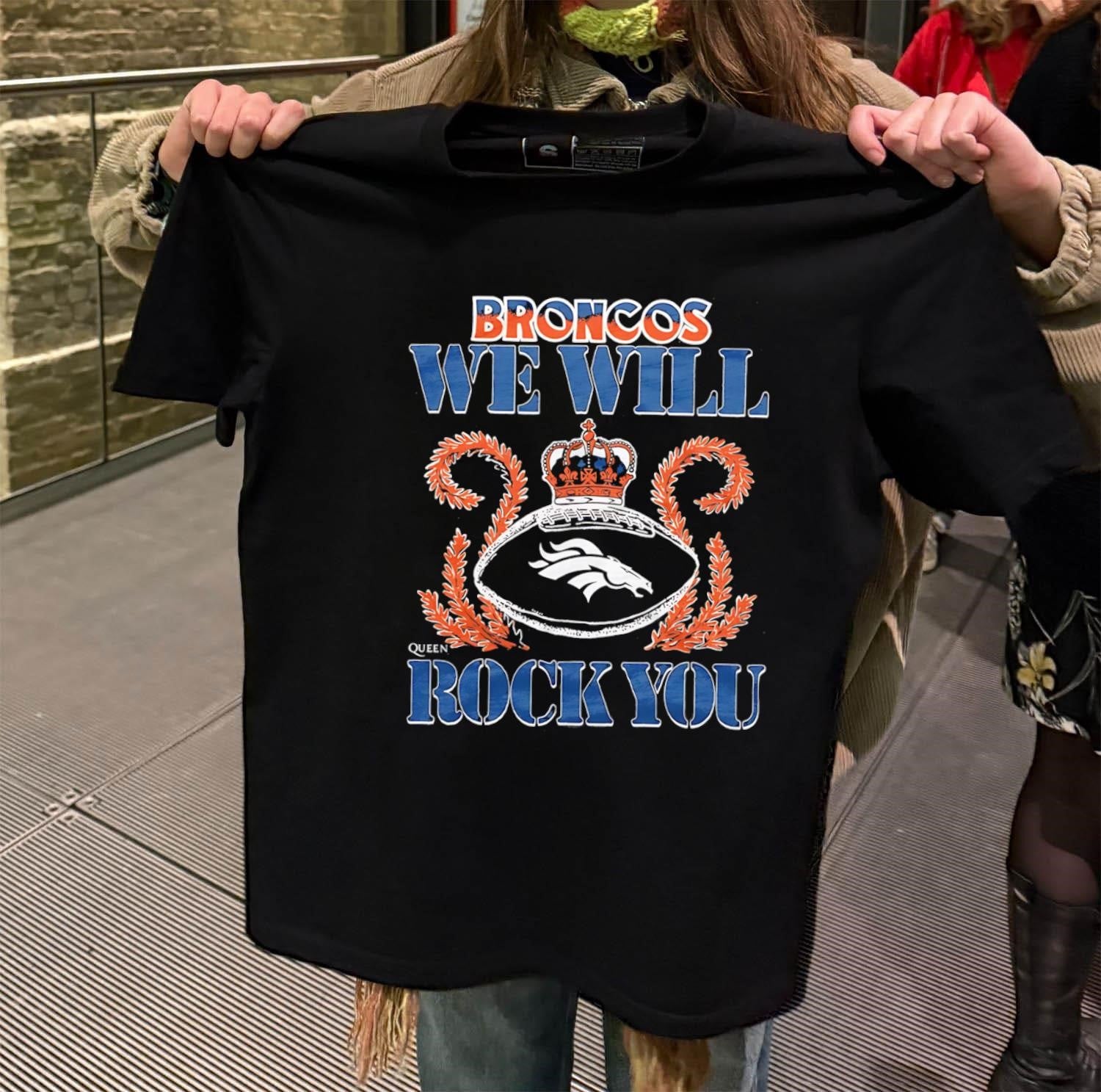 Broncos We Will Rock You Football Crown shirt