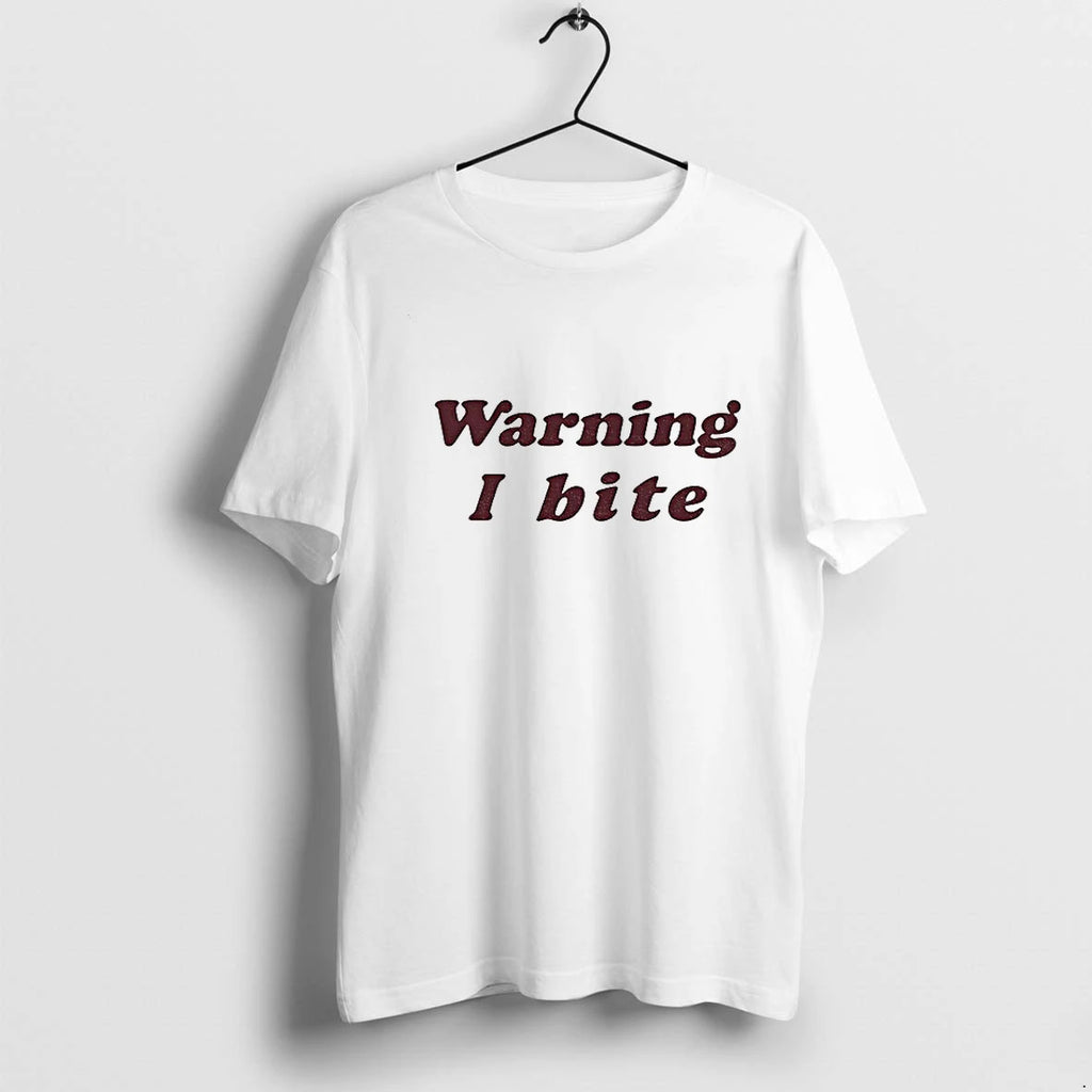 Brooklynnmilly Wearing Warning I Bite Tshirts Sweater